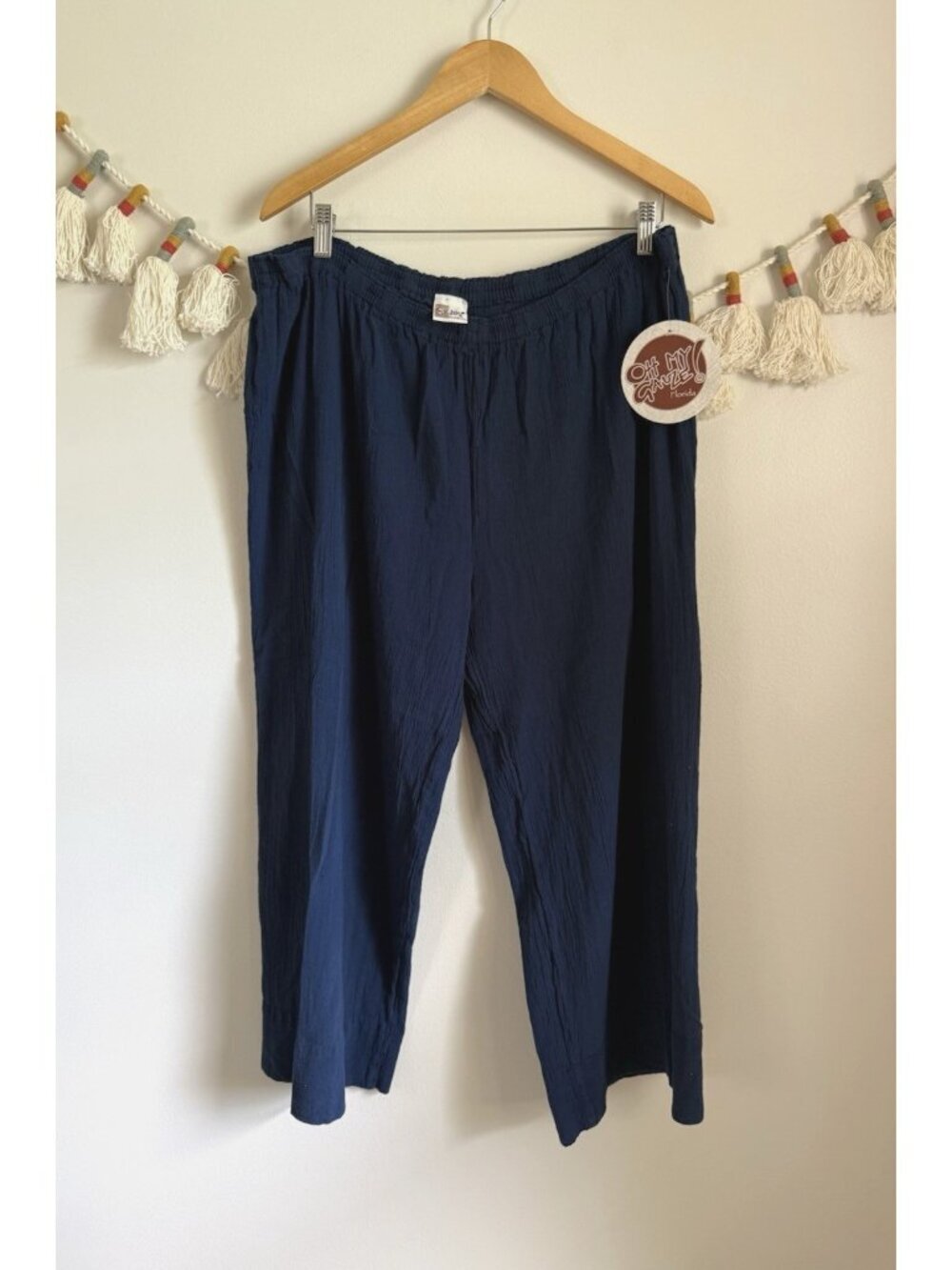 Oh My Gauze Basic 100% Cotton Gauze Wide Leg Pants Sapphire Beach Coastal NWT XL